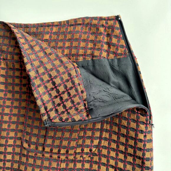 Pendleton Jacquard Patch Pocket Kick Pleat Knee Length Bronze Career Skirt 6 - Picture 4 of 9
